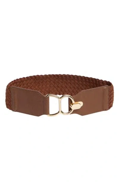 Vince Camuto Braided Stretch Waist Belt In Brown