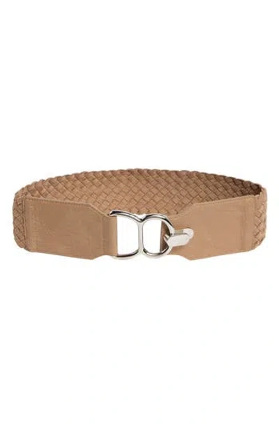 Vince Camuto Braided Stretch Waist Belt In Brown