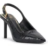 Vince Camuto Women's Brendie Pointed Toe High Heel Slingback Pumps In Black Glossy Croco Patent Le