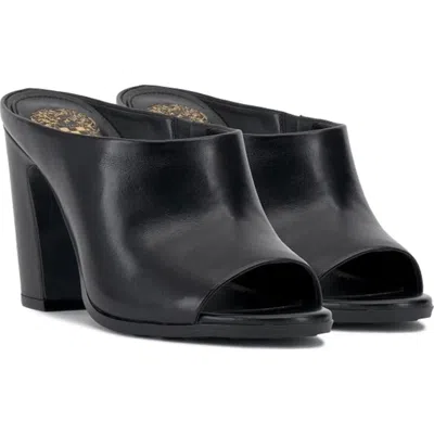 Vince Camuto Brianda Mules Womens Black Leather Peep-toe Block Heel Ham836