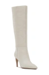 Vince Camuto Brigitte Pointed Toe Knee High Boot In Bone Suede