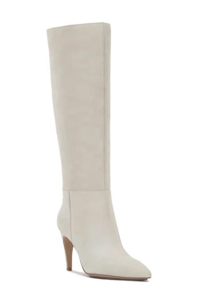 Vince Camuto Brigitte Pointed Toe Knee High Boot In Bone Suede