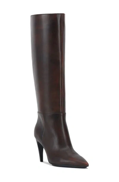 Vince Camuto Brigitte Pointed Toe Knee High Boot In Dark Caramel