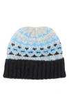 Vince Camuto Brushed Fair Isle Beanie In Blue