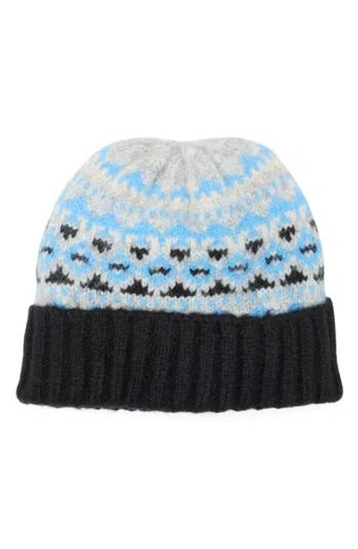 Vince Camuto Brushed Fair Isle Beanie In Black