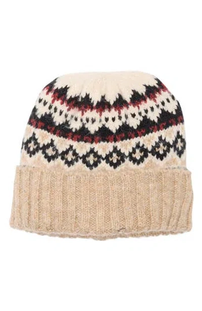 Vince Camuto Brushed Fair Isle Beanie In Brown