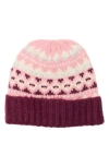 Vince Camuto Brushed Fair Isle Beanie In Pink