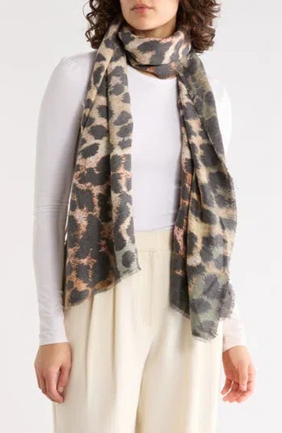Vince Camuto Brushstroke Leopard Scarf In Multi