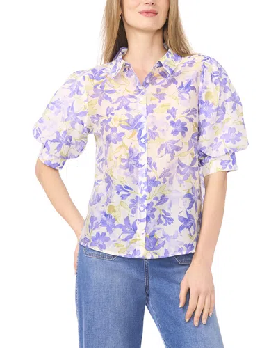 Vince Camuto Bubble Cuff Button Front Blouse In Purple