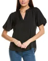 Vince Camuto Hammered Satin Puff Sleeve Top In Black