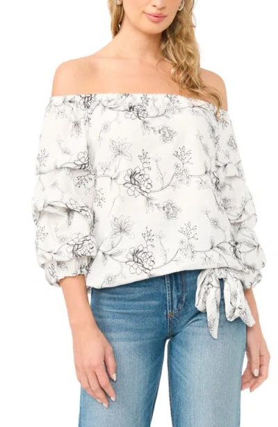 Vince Camuto Off The Shoulder Bubble Sleeve Blouse In White