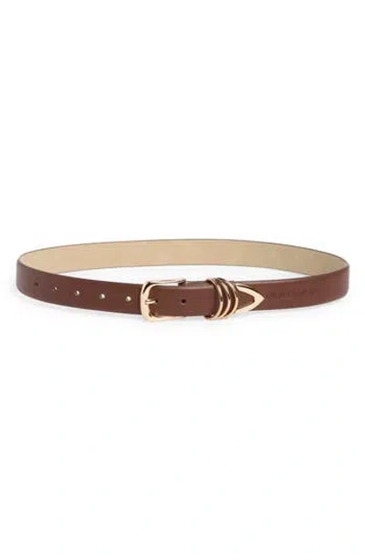 Vince Camuto Buckle & Double Keeper Faux Leather Belt In Brown