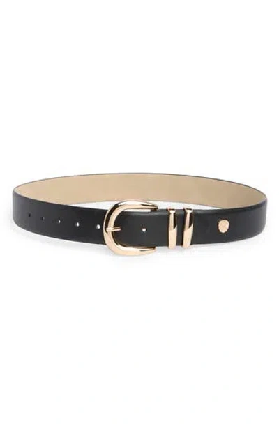 Vince Camuto Buckle & Double Keeper Faux Leather Belt In Multi
