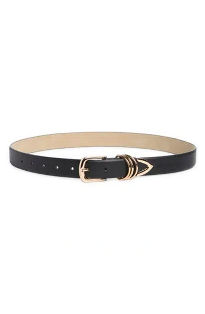 Vince Camuto Buckle & Double Keeper Faux Leather Belt In Multi