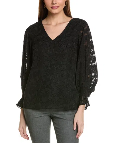 Vince Camuto Burnout Foliage Blouse In Black
