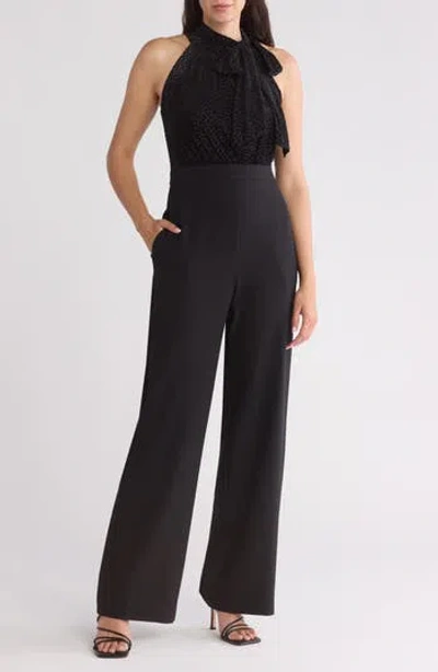 Vince Camuto Burnout Velvet Halter Bow Jumper Dress In Black