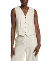 Vince Camuto Button-down Linen-blend Vest In White