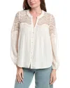Vince Camuto Split Neck Button Front Blouse In Multi