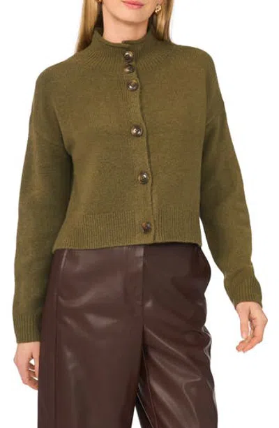 Vince Camuto Button Mock Neck Cardigan In Green