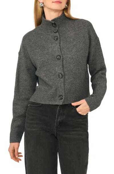 Vince Camuto Button Mock Neck Cardigan In Gray