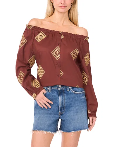 VINCE CAMUTO BUTTON UP OFF-THE-SHOULDER TOP
