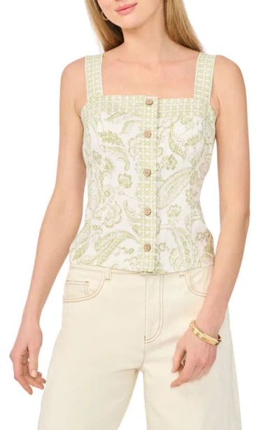 Vince Camuto Button-down Tank In Animal Print