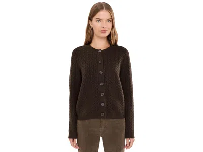 Vince Camuto Cable Cardigan Women's Clothing Chocolate: Xl, Acrylic/polyester/spandex In Brown