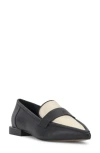 Vince Camuto Calentha Pointed Toe Loafer In Black Creamy White