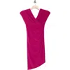 Vince Camuto Cap Sleeve Asymmetric Hem Body-con Dress In Magenta