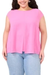 Vince Camuto Cap Sleeve Mesh Overlay Top In Violet Blush