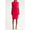 Vince Camuto Cap Sleeve Ruched Body-con Dress In Red