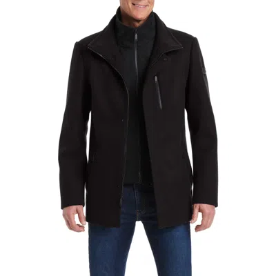 Vince Camuto Car Coat With Bib In Black