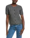 Vince Camuto Short Sleeve Cardigan In Gray