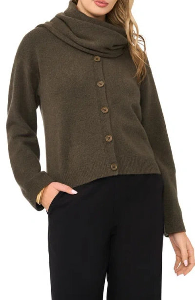 Vince Camuto Cardigan With Detachable Scarf In Brown