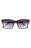 Vince Camuto Cat Eye Sunglasses In Black/oatmeal