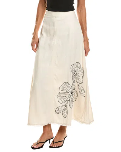Vince Camuto Center Front Seam Linen-blend Maxi Skirt In Neutral
