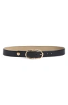 Vince Camuto Centerbar Buckle Faux Leather Belt In Black Gold