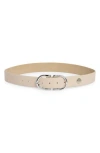 Vince Camuto Centerbar Buckle Faux Leather Belt In Sand