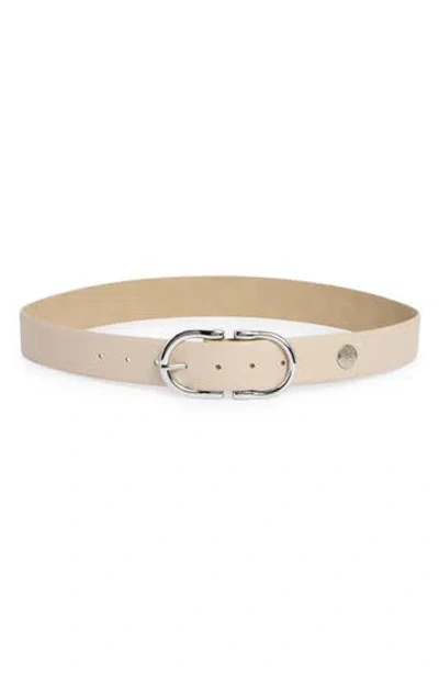 Vince Camuto Centerbar Buckle Faux Leather Belt In Sand