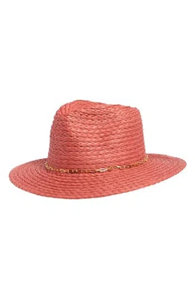 Vince Camuto Chain Trim Oversize Panama Hat In Spice