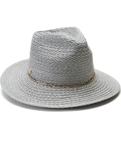 Vince Camuto Chain Trim Oversized Straw Panama Hat In Gray