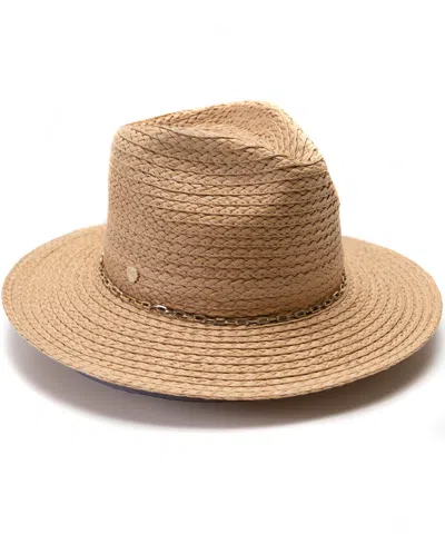 Vince Camuto Chain Trim Oversized Straw Panama Hat In Tan