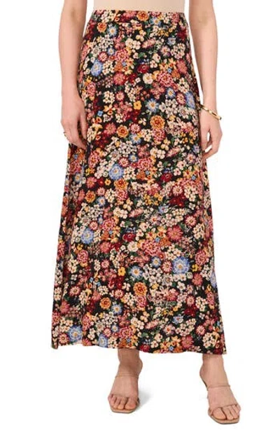 Vince Camuto Challis Floral Maxi Skirt In Rich Black 060