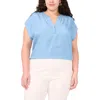 Vince Camuto Plus Size Split-neck Extended-shoulder Top