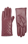 Vince Camuto Chevron Stitched Faux Leather Touchscreen Gloves In Red