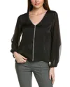 Vince Camuto Rhinestone Chiffon Sleeve Top In Black