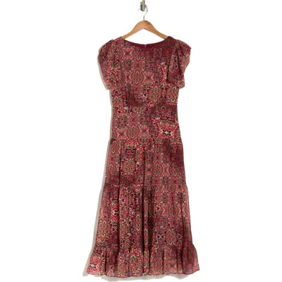 Vince Camuto Chiffon Puff Sleeve Dress In Amber Red