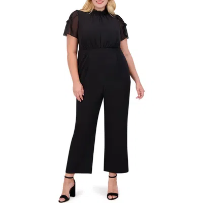 Vince Camuto Chiffon Short Sleeve Stretch Crepe Jumpsuit