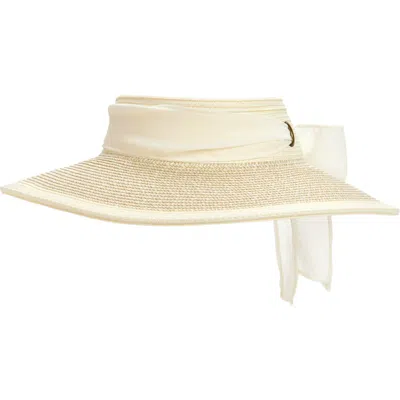 Vince Camuto Chiffon Tie Woven Straw Visor In Neutral