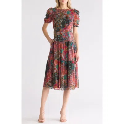Vince Camuto Chiffon Tiered Dress In Print